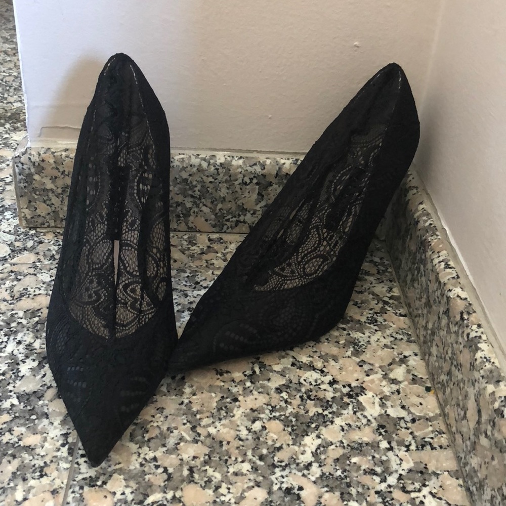 Zara black lace heel